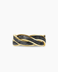 DY Helios™ Band Ring in 18K Yellow Gold with Forged Carbon, 9mm
