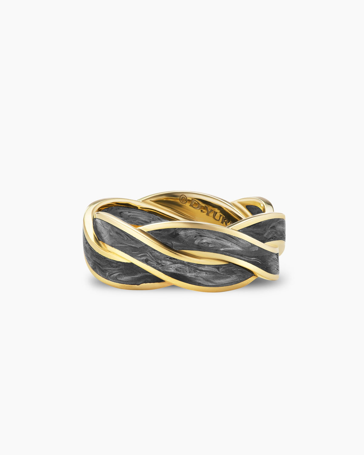 DY Helios™ Band Ring in 18K Yellow Gold with Forged Carbon, 9mm