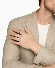 DY Helios™ Band Ring in 18K White Gold with Forged Carbon, 9mm