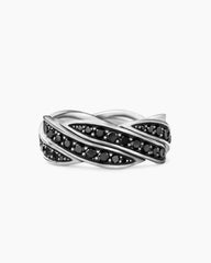 DY Helios™ Band Ring in Sterling Silver with Black Diamonds, 9mm