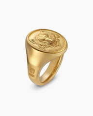 Petrvs® Wolf Signet Ring in 18K Yellow Gold, 21.5mm