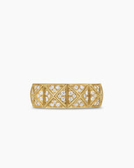 Pyramid Band Ring in 18K Yellow Gold with Diamonds, 8mm