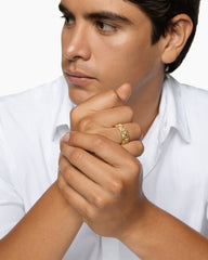 Pyramid Band Ring in 18K Yellow Gold with Diamonds, 8mm