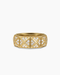 Pyramid Band Ring in 18K Yellow Gold with Diamonds, 8mm