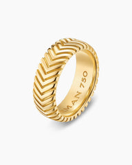 Chevron Band Ring in 18K Yellow Gold, 8mm