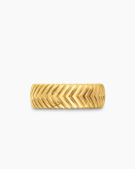 Chevron Band Ring in 18K Yellow Gold, 8mm