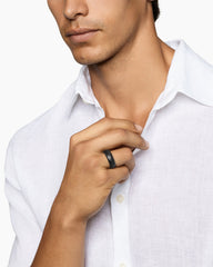 Chevron Band Ring in Black Titanium, 8mm