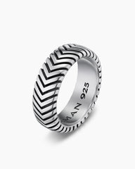 Chevron Band Ring in Sterling Silver, 8mm