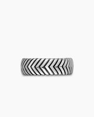 Chevron Band Ring in Sterling Silver, 8mm