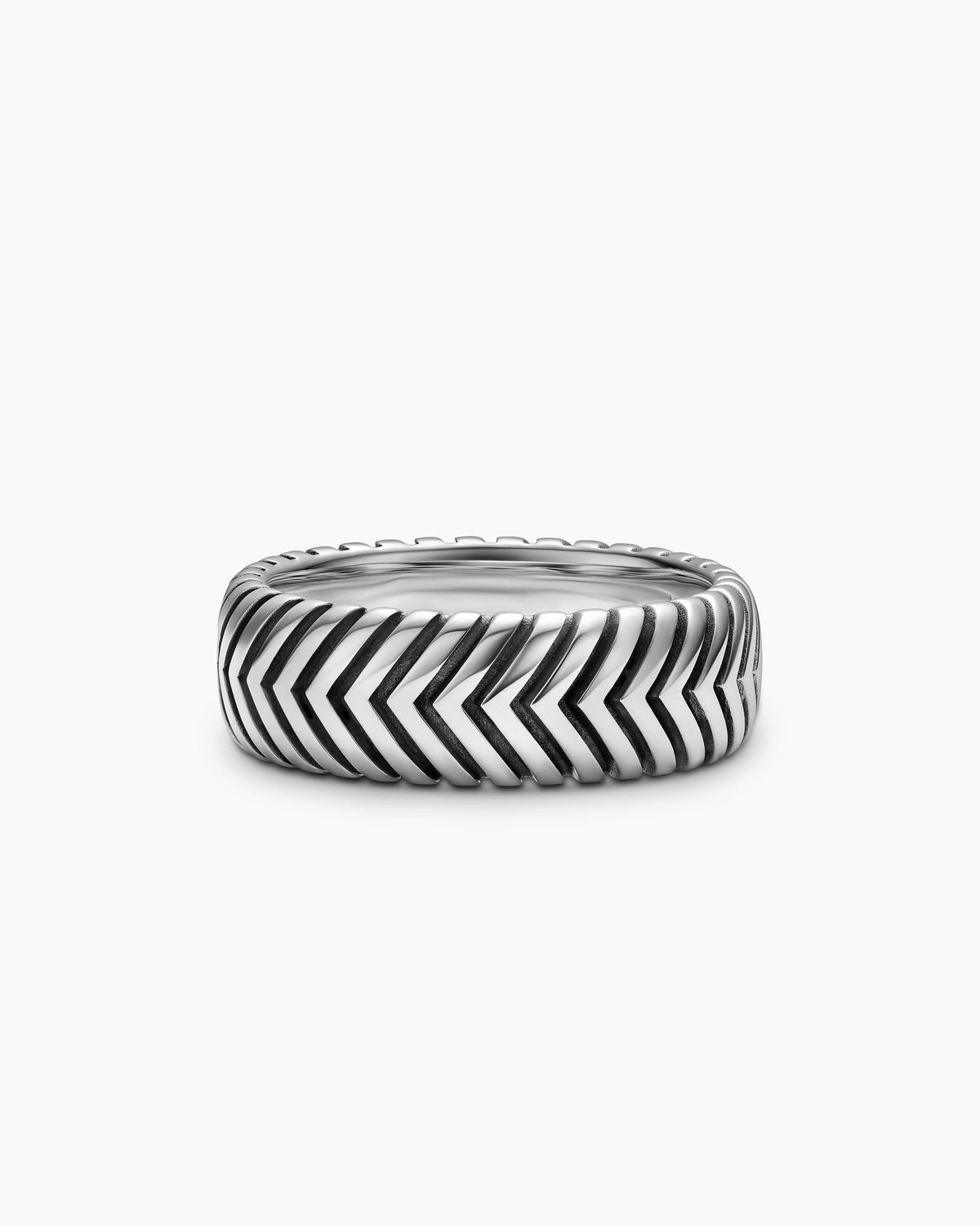 Chevron Band Ring in Sterling Silver, 8mm