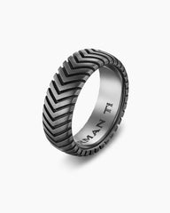 Chevron Band Ring in Titanium, 8mm