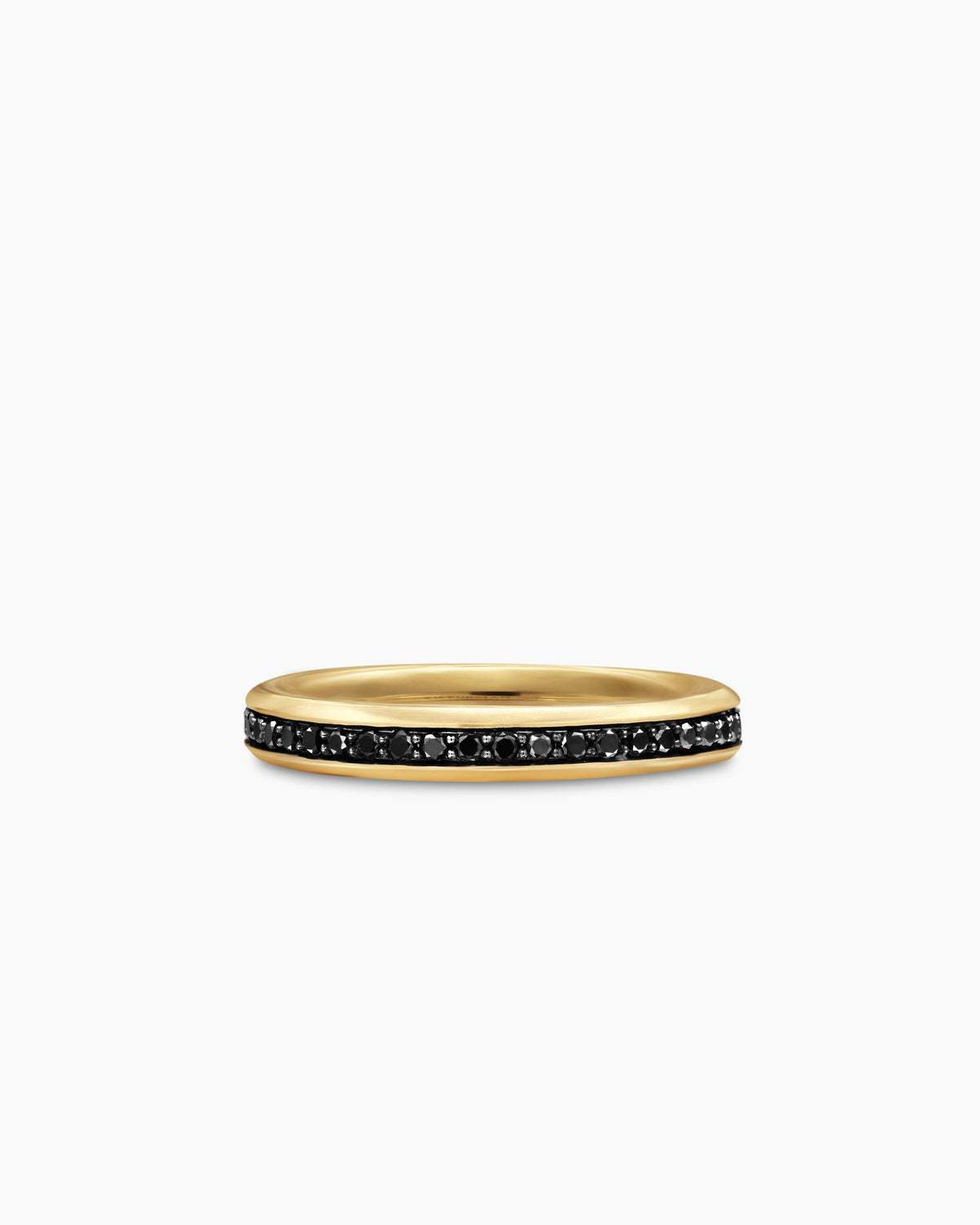 Beveled Band Ring in 18K Yellow Gold with Black Diamonds, 3.5mm