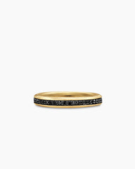 Beveled Band Ring in 18K Yellow Gold with Black Diamonds, 3.5mm