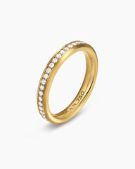 Beveled Band Ring in 18K Yellow Gold with Diamonds, 3.5mm