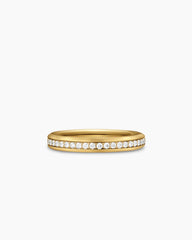 Beveled Band Ring in 18K Yellow Gold with Diamonds, 3.5mm