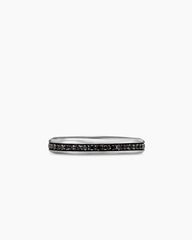 Beveled Band Ring in 18K White Gold with Black Diamonds, 3.5mm