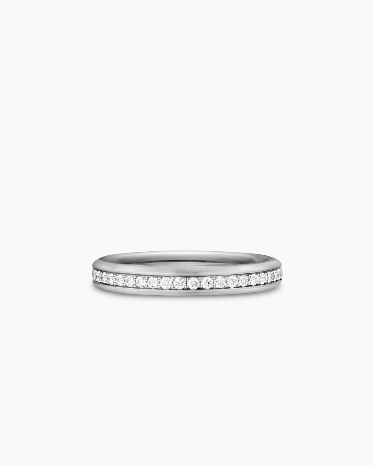 Beveled Band Ring in 18K White Gold with Diamonds, 3.5mm