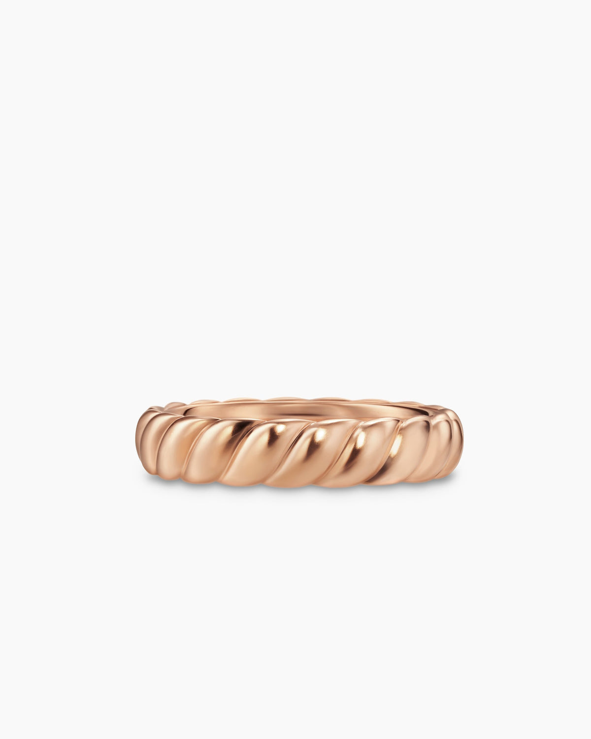 Sculpted Cable Band Ring in 18K Rose Gold, 5mm