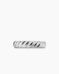 Sculpted Cable Band Ring in 18K White Gold, 5mm