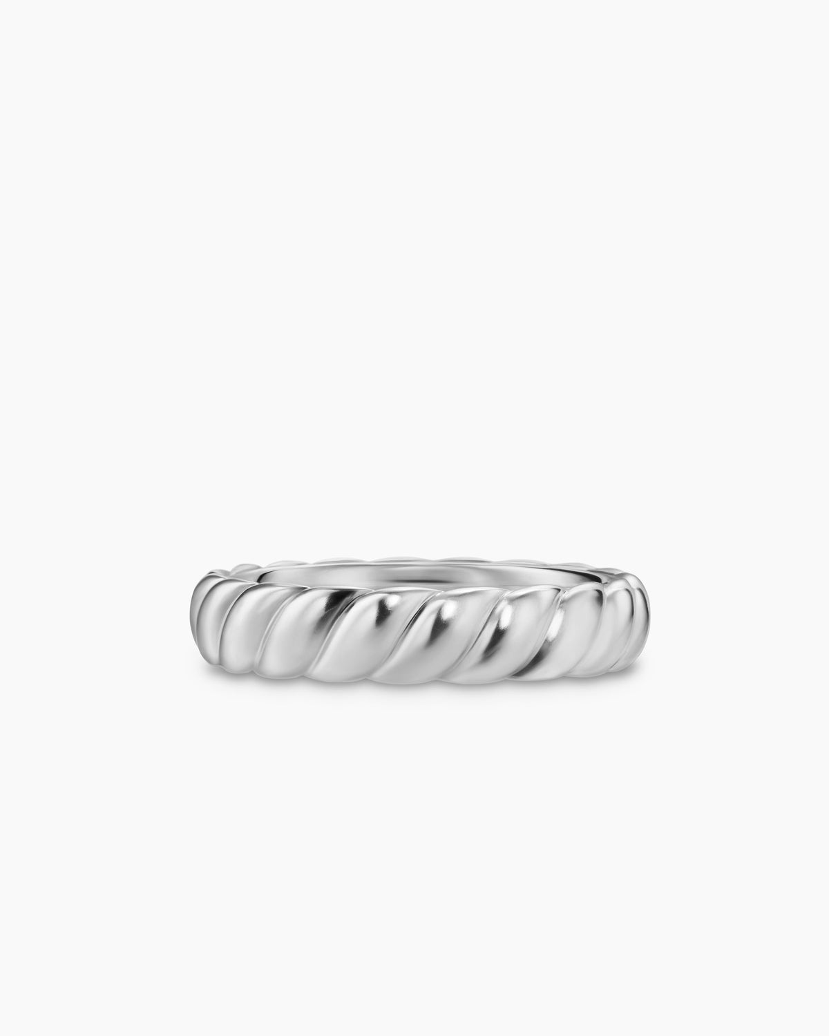 Sculpted Cable Band Ring in 18K White Gold, 5mm