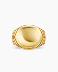Chevron Signet Ring in 18K Yellow Gold, 18mm