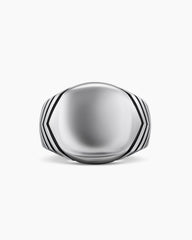 Chevron Signet Ring in Sterling Silver, 18mm