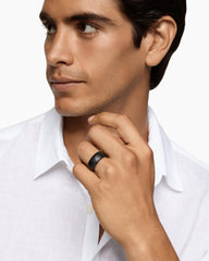 Chevron Band Ring in Black Titanium, 10mm