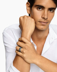 Chevron Band Ring in Black Titanium with Diamonds, 10mm