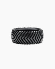 Chevron Band Ring in Black Titanium, 10mm
