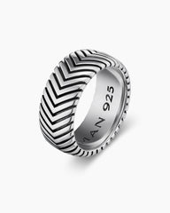 Chevron Band Ring in Sterling Silver, 10mm