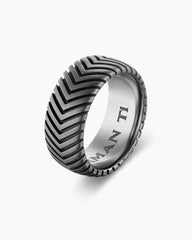 Chevron Band Ring in Titanium, 10mm