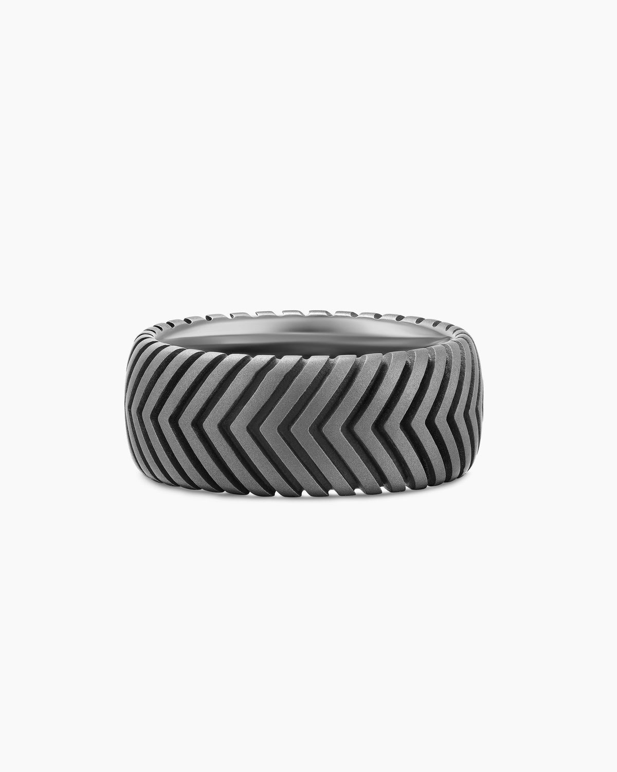 Chevron Band Ring in Titanium, 10mm