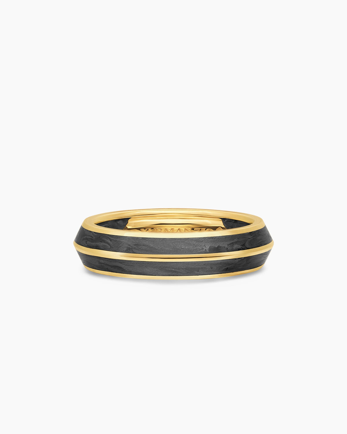 Knife Edge Band Ring in 18K Yellow Gold with Forged Carbon, 6mm