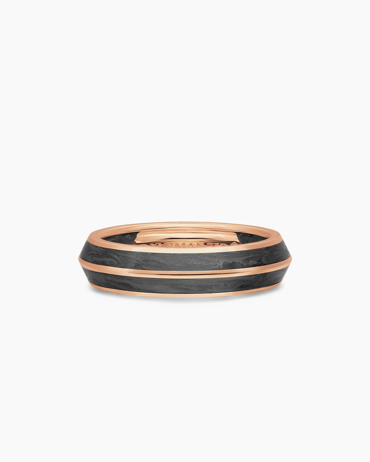 Knife Edge Band Ring in 18K Rose Gold with Forged Carbon, 6mm