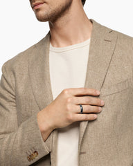 Knife Edge Band Ring in 18K White Gold with Forged Carbon, 6mm