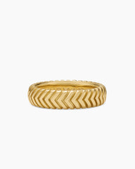 Chevron Band Ring in 18K Yellow Gold, 6mm
