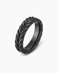 Chevron Band Ring in Black Titanium, 6.2mm