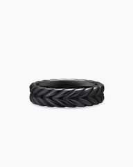Chevron Band Ring in Black Titanium, 6.2mm