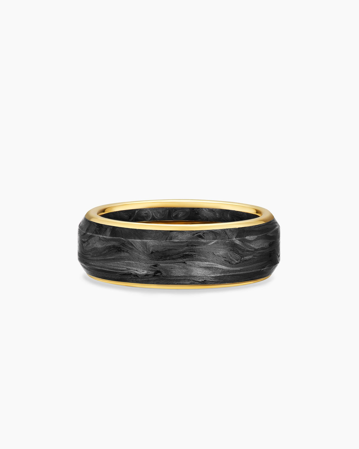 Streamline® Band Ring in 18K Yellow Gold with Forged Carbon, 8mm
