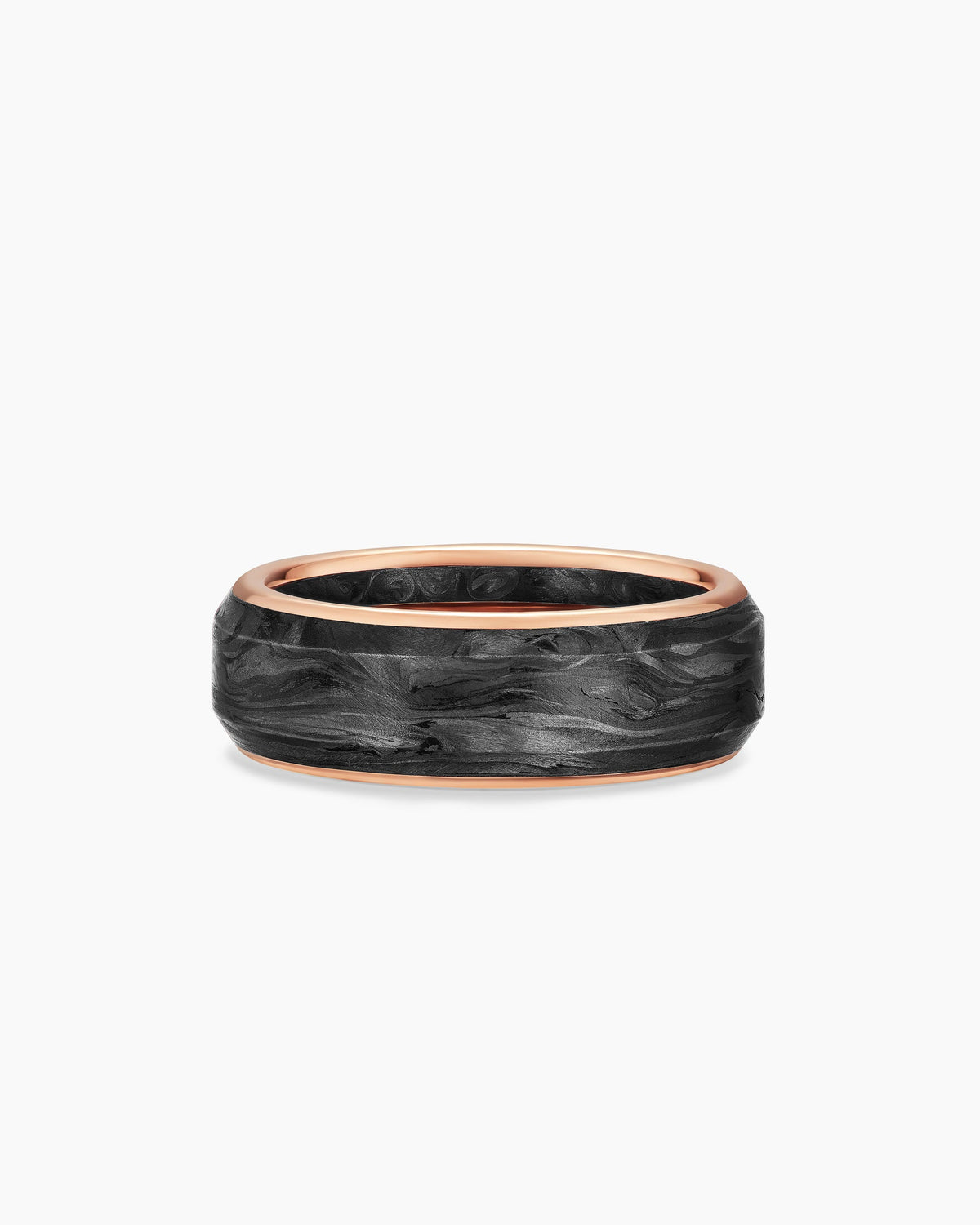 Streamline® Band Ring in 18K Rose Gold with Forged Carbon, 8mm