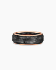 Streamline® Band Ring in 18K Rose Gold with Forged Carbon, 8mm