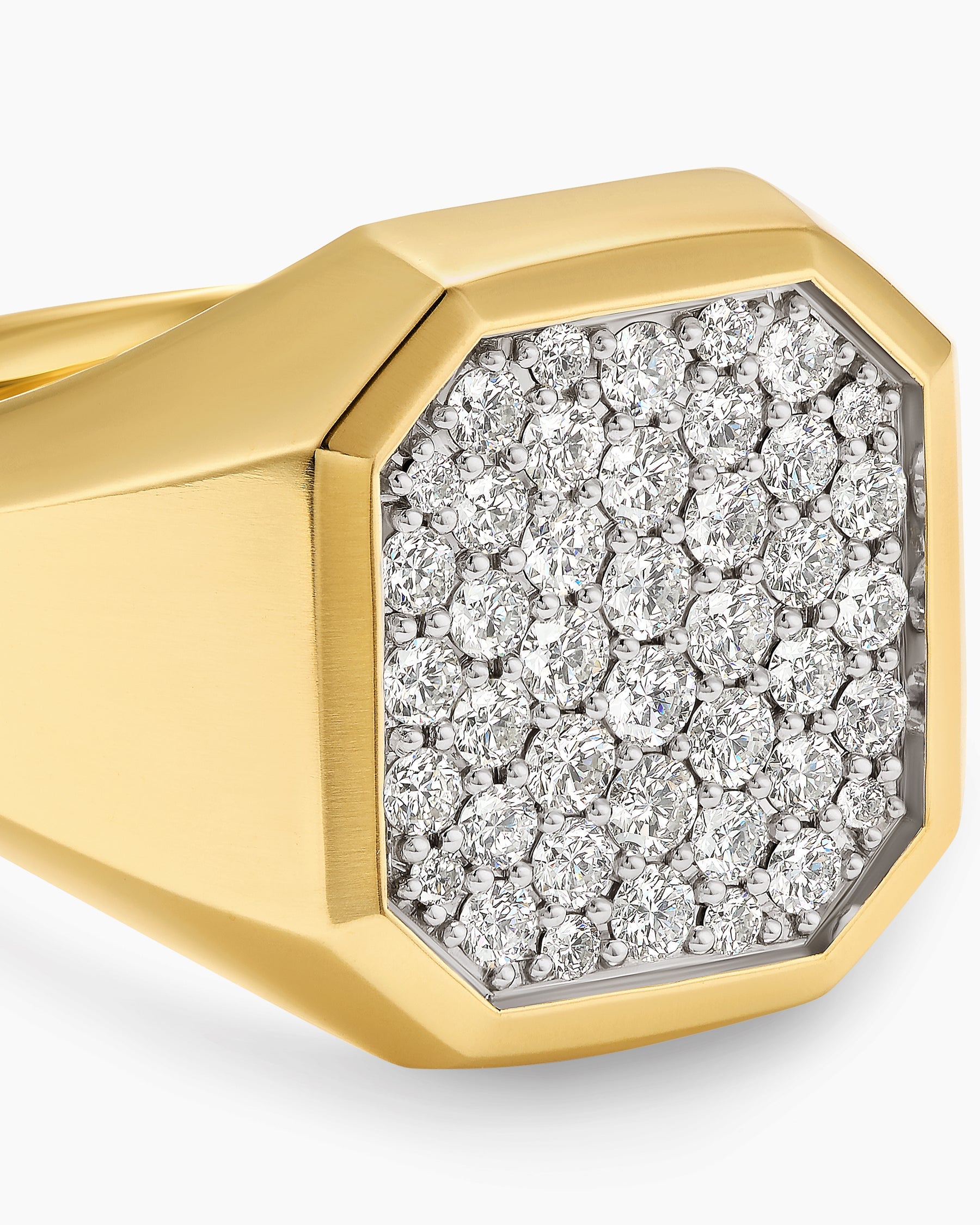 Streamline® Signet Ring in 18K Yellow Gold with Diamonds, 18mm