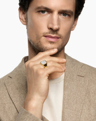 Streamline® Signet Ring in 18K Yellow Gold with Diamonds, 18mm