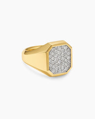Streamline® Signet Ring in 18K Yellow Gold with Diamonds, 18mm