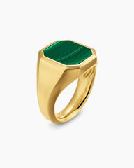 Streamline® Signet Ring in 18K Yellow Gold with Malachite, 18mm
