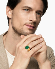 Streamline® Signet Ring in 18K Yellow Gold with Malachite, 18mm