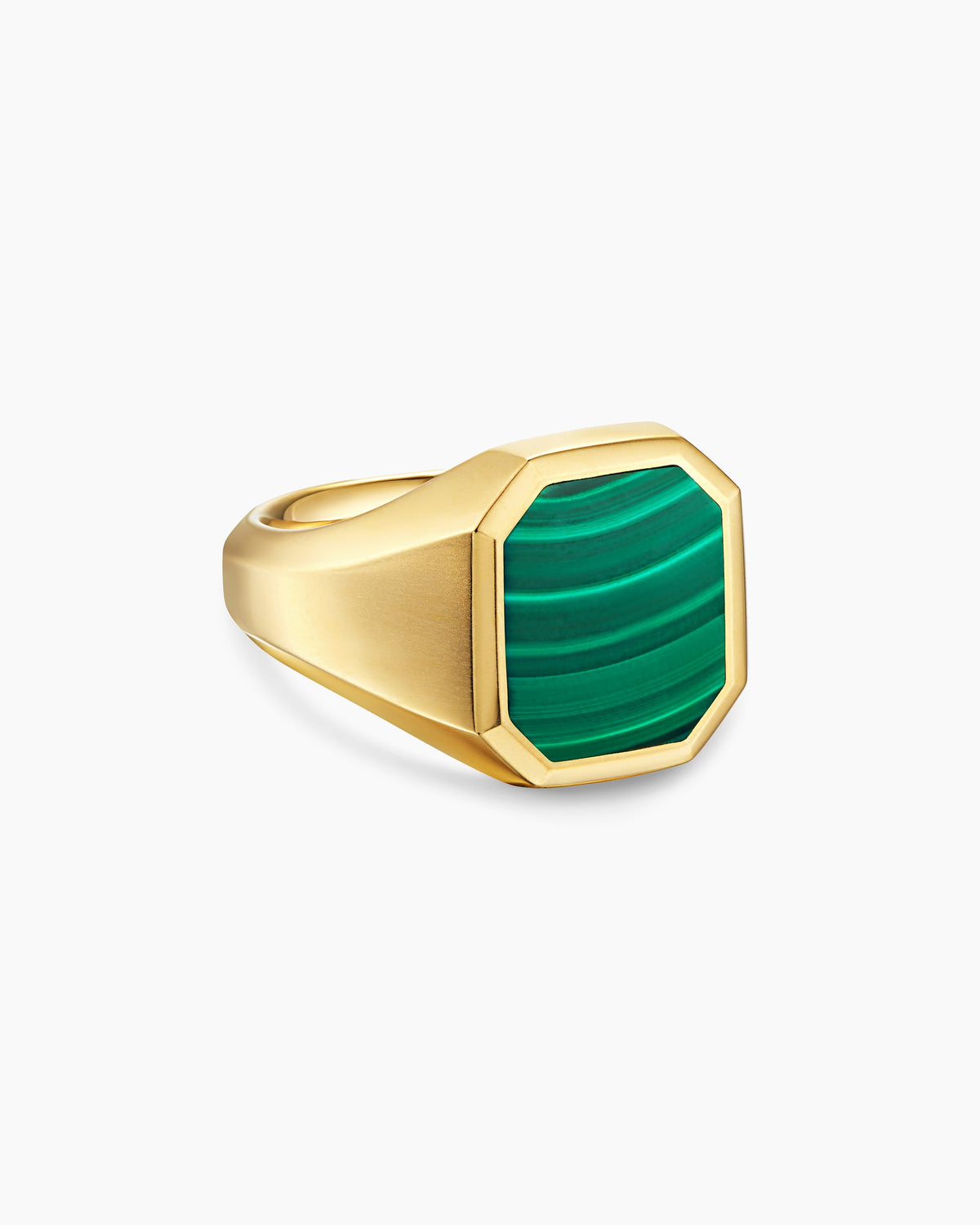 Streamline® Signet Ring in 18K Yellow Gold with Malachite, 18mm