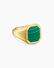 Streamline® Signet Ring in 18K Yellow Gold with Malachite, 18mm