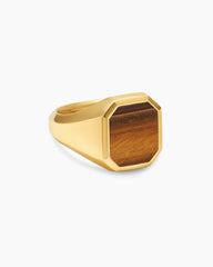 Streamline® Signet Ring in 18K Yellow Gold with Tiger's Eye, 18mm