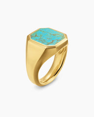 Streamline® Signet Ring in 18K Yellow Gold with Turquoise, 18mm